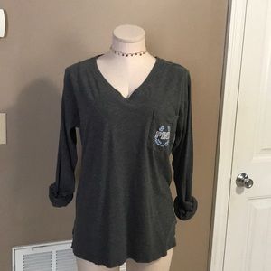 Vs Pink long sleeved V neck tee